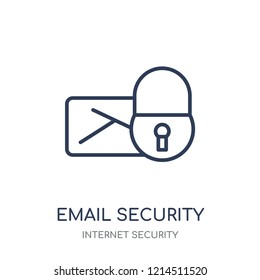 Email security icon. Email security linear symbol design from Internet security collection. Simple outline element vector illustration on white background.