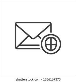Icono de seguridad de correo electrónico en fondo blanco