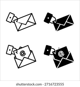 Email Security icon set. Locked Email Envelope Security Icon Set. Suitable for website design, app development, and digital communication related content. vector illustration on white background.