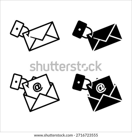 Email Security icon set. Locked Email Envelope Security Icon Set. Suitable for website design, app development, and digital communication related content. vector illustration on white background.