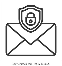 Email Security Icon Vector Illustration Outline