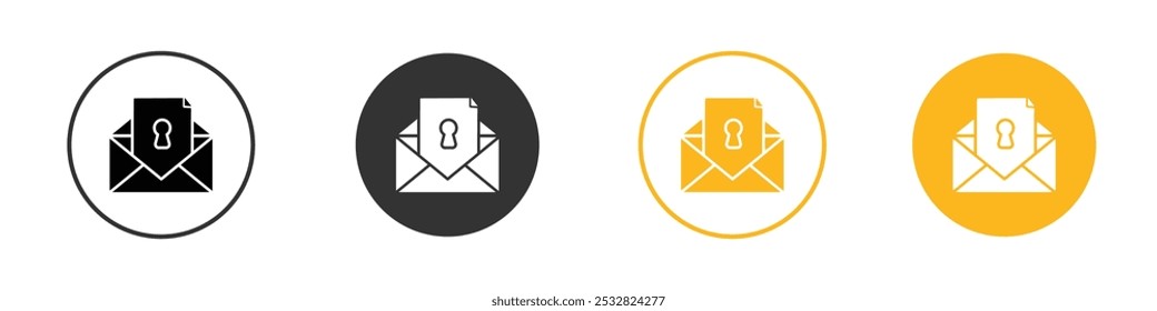 Icono de clave de seguridad de correo electrónico signo de contorno de Vector blanco y negro