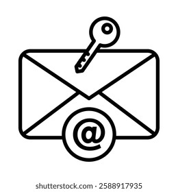 Email security key icon Outline vector symbol sign