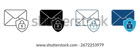 Email security key icon set. cyber security. private communication. Envelope symbol ,email with shield protection, padlock , vector illustration .