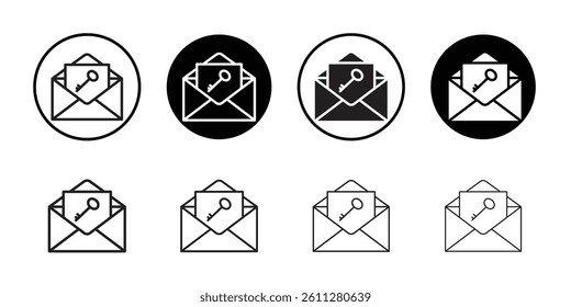 Email security key icon Thin line art collection