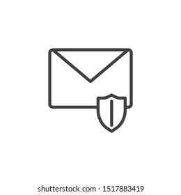 Email security line icon. Correspondence protection linear style sign for mobile concept and web design. Envelope with shield outline vector icon. Symbol, logo illustration. Vector graphics