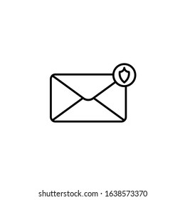 Email security line icon. Envelope with shield linear style sign for mobile concept and web design. Mail protection outline vector icon. Symbol, logo illustration. Vector graphics