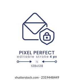Email security linear desktop icon. Account protection. Prevent unauthorized access. Pixel perfect 128x128, outline 4px. GUI, UX design. Isolated user interface element for website. Editable stroke