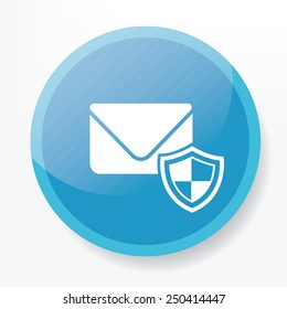Email security on blue flat button,clean vector