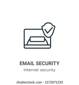Email security outline vector icon. Thin line black email security icon, flat vector simple element illustration from editable internet security concept isolated on white background