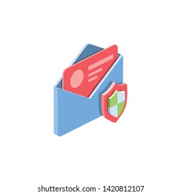 Email security. Premium quality. Vector 3d isometric color icon new flat style. Creative illustration, idea for infographics.