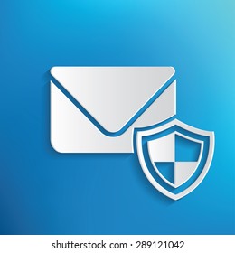 Email Security Symbol On Blue Background,clean Vector