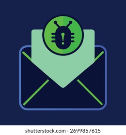 Alerta de amenaza de seguridad de correo electrónico con icono de error que representa métodos de prevención de ataques de malware y phishing e ilustración de preocupaciones de seguridad cibernética