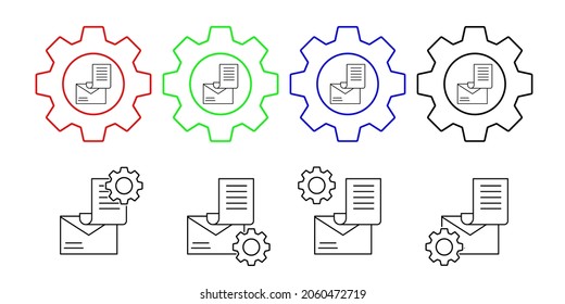 Email, send, document vector icon in gear set illustration for ui and ux, website or mobile application