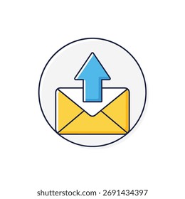 Icono de envío de correo electrónico con flecha hacia arriba dentro del Vector circular