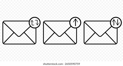 Ícone de mensagem de envio de email vetor definido isolado no plano de fundo transparente. Símbolo de velocidade de entrega. Ícone Email. Ícone de email, ícone de envio de mensagem no plano de fundo transparente eps 10