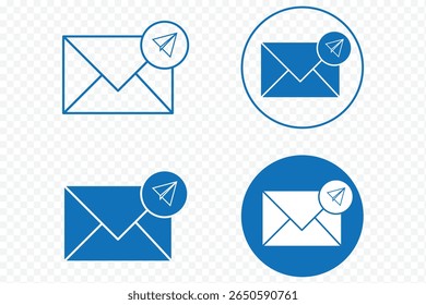 Ícone de mensagem de envio de email vetor definido isolado no plano de fundo transparente. Símbolo de velocidade de entrega. Ícone Email. Ícone de email, ícone de envio de mensagem no plano de fundo transparente eps 10