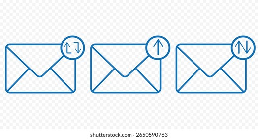 Ícone de mensagem de envio de email vetor definido isolado no plano de fundo transparente. Símbolo de velocidade de entrega. Ícone Email. Ícone de email, ícone de envio de mensagem no plano de fundo transparente eps 10