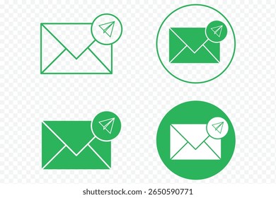Ícone de mensagem de envio de email vetor definido isolado no plano de fundo transparente. Símbolo de velocidade de entrega. Ícone Email. Ícone de email, ícone de envio de mensagem no plano de fundo transparente eps 10