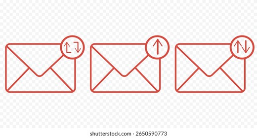 Ícone de mensagem de envio de email vetor definido isolado no plano de fundo transparente. Símbolo de velocidade de entrega. Ícone Email. Ícone de email, ícone de envio de mensagem no plano de fundo transparente eps 10