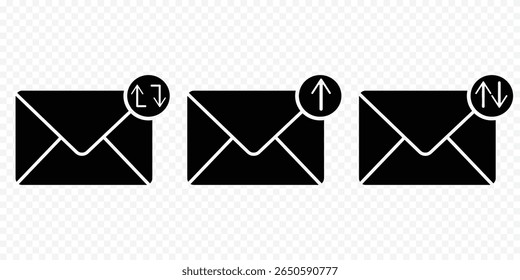 Ícone de mensagem de envio de email vetor definido isolado no plano de fundo transparente. Símbolo de velocidade de entrega. Ícone Email. Ícone de email, ícone de envio de mensagem no plano de fundo transparente eps 10