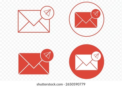 Ícone de mensagem de envio de email vetor definido isolado no plano de fundo transparente. Símbolo de velocidade de entrega. Ícone Email. Ícone de email, ícone de envio de mensagem no plano de fundo transparente eps 10