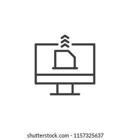Email send outline icon. linear style sign for mobile concept and web design. Computer monitor with mail simple line vector icon. Symbol, logo illustration. Pixel perfect vector graphics