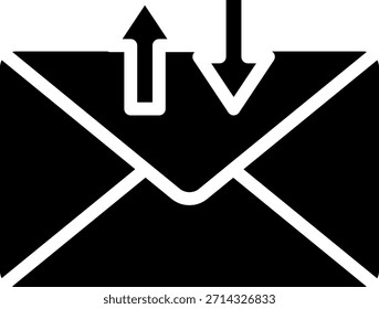 Email Enviar y recibir icono en blanco y negro