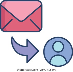 Enviar correo electrónico Enviar usuario Diseño de icono de color lineal