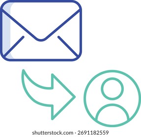 Enviar por correo electrónico Diseño de icono de color de contorno de usuario