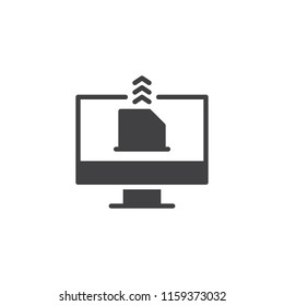 Email send vector icon. filled flat sign for mobile concept and web design. Computer monitor with mail simple solid icon. Symbol, logo illustration. Pixel perfect vector graphics