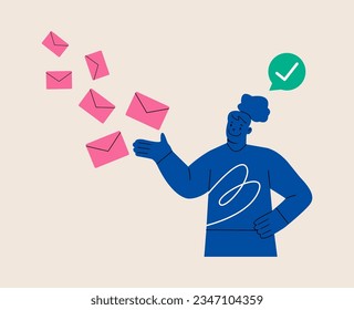 Email sending. Colorful vector illustration
