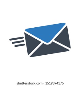 email sending glyph colour vector icon