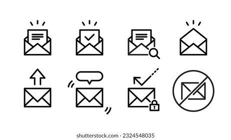 e-mail sending, opening, notifications various icon set