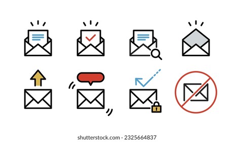 E-Mail senden, öffnen, Benachrichtigungen über verschiedene Icon-Set