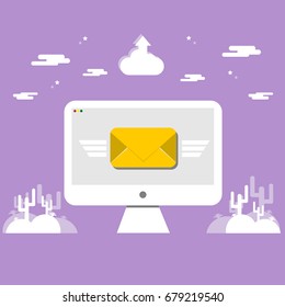 Email Sending or receiving illustration  email concept