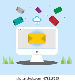 Email Sending or receiving illustration  email concept