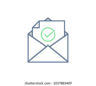 Email Sent Or Received Icon Concept. Envelope With Check Mark Vector Design