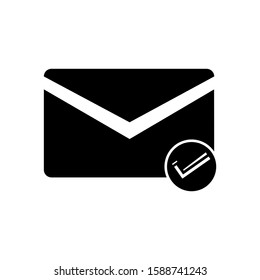 Email Sent or Received icon concept. Envelope with check mark vector design
