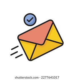 Icono de diseño de icono enviado por correo electrónico. Símbolo de desarrollo y marketing SEO sobre el fondo blanco del archivo EPS 10