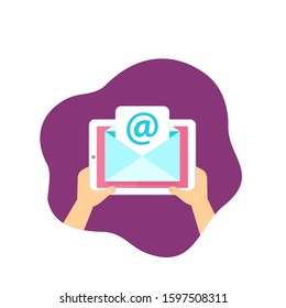 email service, mail message on tablet screen