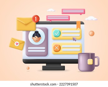 Email service online mail message flat vector