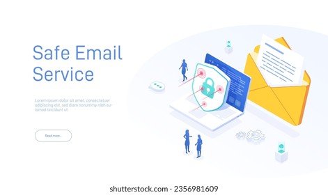 Email service security concept. Creative vector illustration. Electronic mail message as part of business marketing. Webmail or mobile service layout for website landing page.