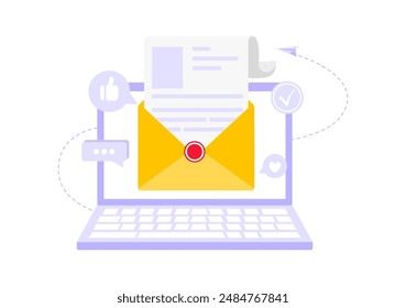 Email Service Vector Illustration with File Correspondence Delivery, Electronic Mail Messaging, and Business Marketing in a Flat Cartoon Background