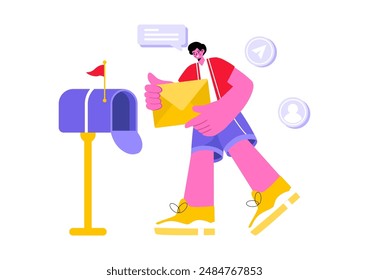 Email Service Vector Illustration with File Correspondence Delivery, Electronic Mail Messaging, and Business Marketing in a Flat Cartoon Background