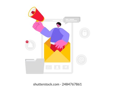 Email Service Vector Illustration with File Correspondence Delivery, Electronic Mail Messaging, and Business Marketing in a Flat Cartoon Background