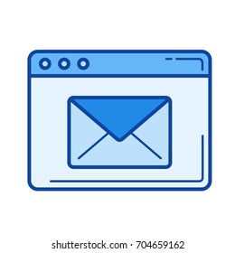 Email service vector line icon isolated on white background. Email service line icon for infographic, website or app. Blue icon designed on a grid system.