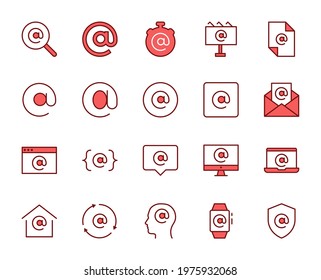 E-mail set line icons in flat design with elements for web site design and mobile apps.  Collection modern infographic logo and symbol. Web vector line pictogram
