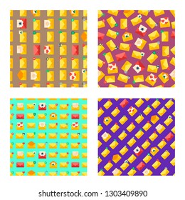 Email set of seamless pattern vector illustration. Open and closed envelopes with letters. Sending and getting messages icons for application or networks. Love or business letter.