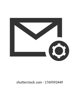 Icono de configuración de correo electrónico en fondo blanco